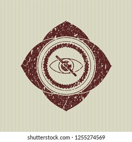 Red blind icon inside distress rubber seal
