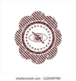Red blind icon inside grunge style stamp