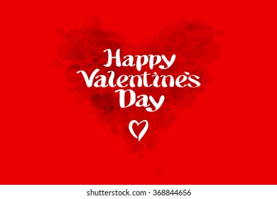Red bload heart Valentines day card with sign on red background art