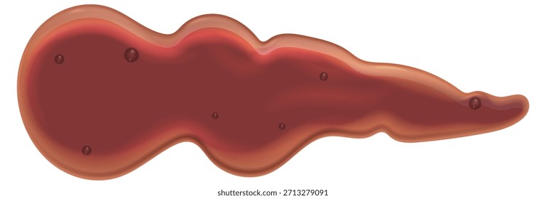Una mancha roja con una larga cola