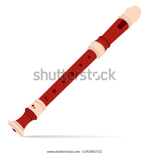 白い背景に赤いブロックフルート 楽器 ベクターイラスト のベクター画像素材 ロイヤリティフリー