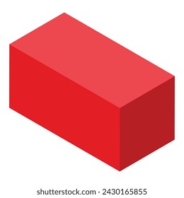 Red block icon isometric vector. House education. Play piece tower