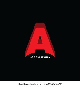 red block initial letter brand logo template logotype single color