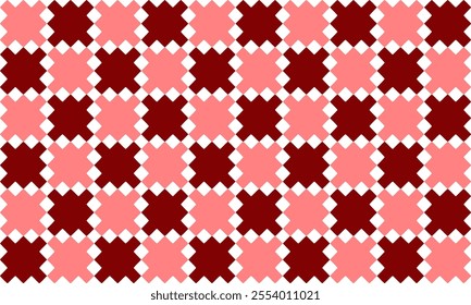 red block, square plus block, Seamless Background texture checkerboard, chess style, two tone red block square repeat pattern, replete image, design for fabric printing, star grid cross