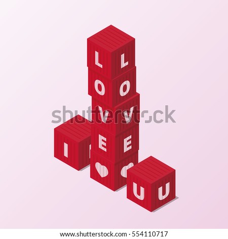 Red block word I LOVE YOU