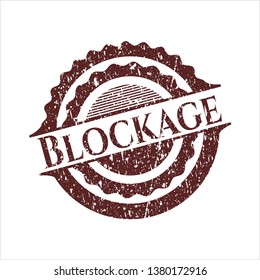 Red Blockage distressed rubber stamp