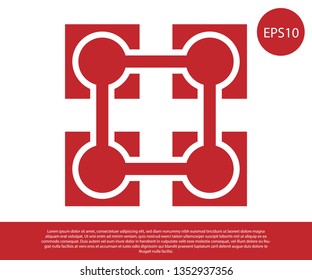 Red Blockchain technology icon isolated on white background. Cryptocurrency data sign. Abstract geometric block chain network technology business. Vector Illustration