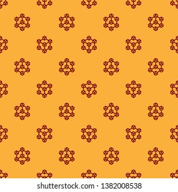 Red Blockchain technology icon isolated seamless pattern on brown background. Cryptocurrency data sign. Abstract geometric block chain network technology business. Flat design. Vector Illustration
