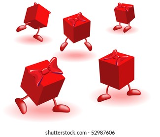 Red blocks with bows on a white background