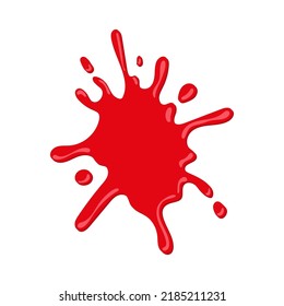 Red blood blot vector icon. Splash or drop and splatters on white background.