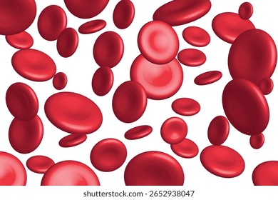 Red blood cell background on white background, medical concept