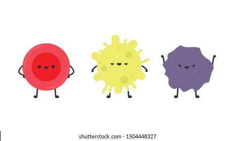 Red blood cell and Bacteria character design. wallpaper.