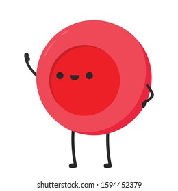 Red Blood Cell Character Design. Red Blood Cell Vector. Free Space For Text.