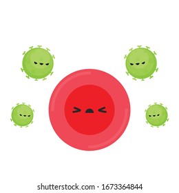 Red blood cell character design. Red blood cell vector. Virus character design.