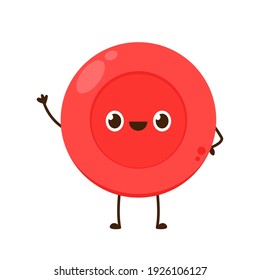 Red Blood Cell Character Design. Red Blood Cell Vector. Free Space For Text.