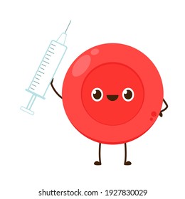 Red Blood Cell Character Design. Red Blood Cell Vector. Syringe Vector.