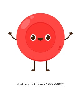 Red Blood Cell Character Design. Red Blood Cell Vector. Free Space For Text.