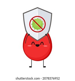 Red Blood Cell Character. Red Blood Cell On White Background.