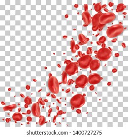 Red Blood Cell Flowing In Vein Or Artery. Vector Illustration On Transparent Background. Healthcare And Medical Zoom Concept.