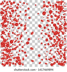 Red blood cell flowing in vein or artery. Vector illustration on transparent background. Healthcare and medical zoom concept.