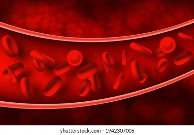 Red blood cell flowing in vein. Vector illustration