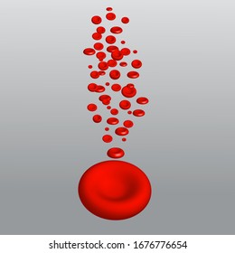 Red blood cell vector against gray gradient background