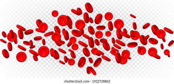 Red Blood Cells Or Erythrocytes. Vector Illustration Isolated On Transparent Background