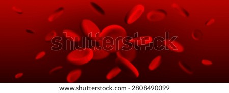 Red blood cells flowing in vein, 3d realistic medical vector background. Erythrocyte circulation and cellular blood structure for anemia aware poster, Blood Donor day banner. Platelets in plasma