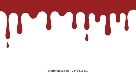 La sangre roja gotea abajo, aislado en el fondo blanco, creando un efecto espeluznante