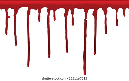 La sangre roja gotea por un fondo blanco, creando un efecto de cortina escalofriante y horripilante, perfecto para proyectos temáticos de halloween o terror
