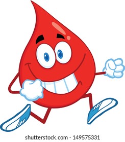 Red Blood Drop Cartoon Character Running