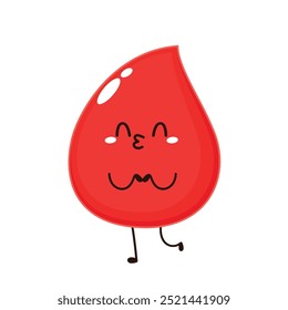 Personagem Red Blood Drop Cartoon. Design Plano De Ilustração De Vetor Isolado Em Plano De Fundo Transparente. Mascote de eritrócitos.
