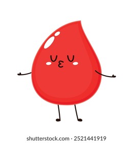 Personaje de dibujos animados Red Blood Drop. Diseño Plano De Ilustración vectorial Aislado Sobre Fondo Transparente. Mascota de los glóbulos rojos.