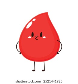 Red Blood Drop Cartoon Zeichen. Vektorgrafik, flaches Design einzeln auf transparentem Hintergrund. Maskottchen der roten Blutkörperchen.