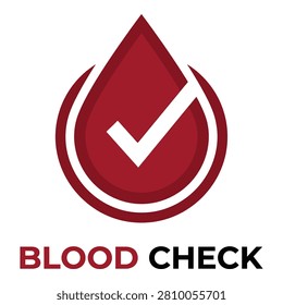 Red blood drop with check mark symbol for health and medical concept icon