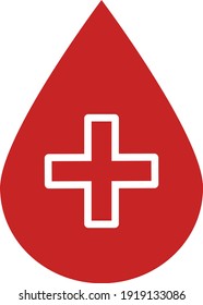 Red blood drop flat vector icon for medical apps and websites