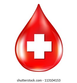 Red Blood Drop, Isolated On White Background, Vector Illustration