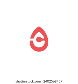 Red blood drop logo with techno effect
