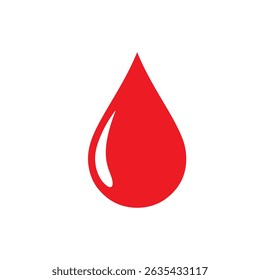 Projeto de ilustração plana de vetor de silhueta de gota de sangue vermelho.