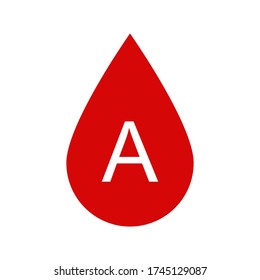 Rotes Blut Tropfen Typ A über weißem Hintergrund im quadratischen Format
