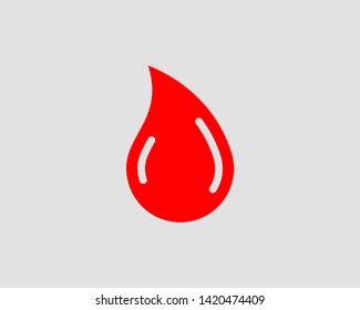 Red blood drop vector icon isolated on white background.