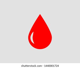 Red blood drop vector icon isolated on white background.