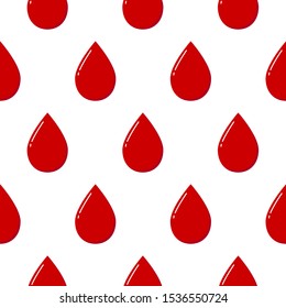 Red blood drops background. Seamless pattern. Red drops of blood on white background.