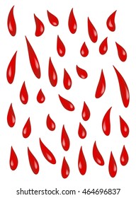 red blood drops falling down  vector symbol icon design. Beautiful illustration set isolated on white background
