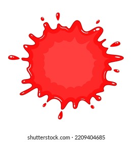 Red Blood In Halloween Day. Red Ketchup Sauce Or Strawberry Cream Splash Isolated Icon. Vector Blood Spot. Barbeque Messy Paste, Food Dressing Liquid Splatter Splotch. Ink Blotch, Liquid Stamp.