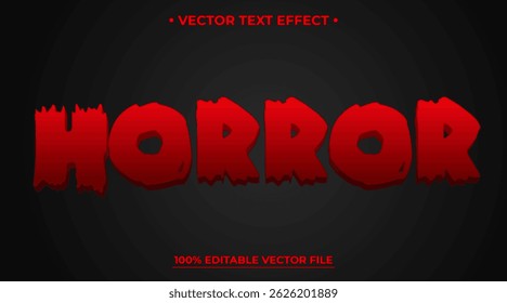 Plantilla de efecto de texto editable de Vector de terror de sangre roja