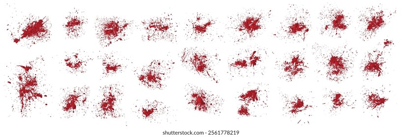 Red blood ink splatter background set. Splatter red color blood background collection