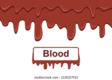 El líquido de la sangre roja gotea sobre el fondo del vector.