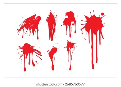 Vector de salpicaduras de sangre roja | Juego de salpicaduras de tinta Grunge
