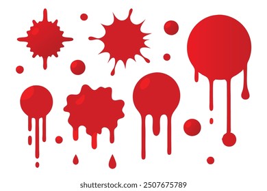 Red blood splatter Vector illustration set on white background